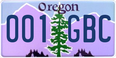 OR license plate 001GBC
