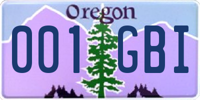 OR license plate 001GBI