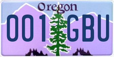 OR license plate 001GBU