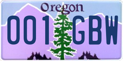 OR license plate 001GBW