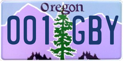 OR license plate 001GBY