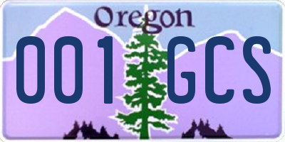 OR license plate 001GCS