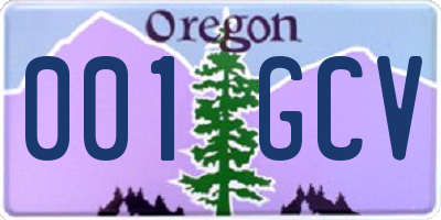 OR license plate 001GCV