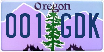 OR license plate 001GDK