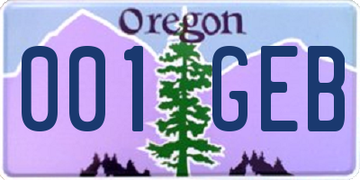 OR license plate 001GEB