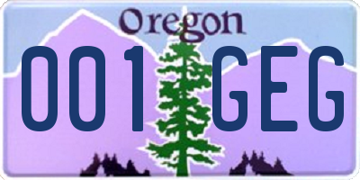 OR license plate 001GEG
