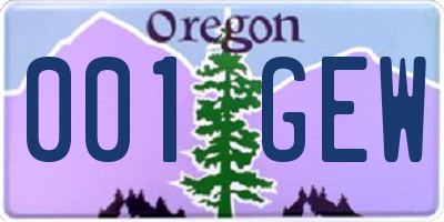 OR license plate 001GEW