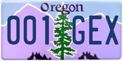 OR license plate 001GEX