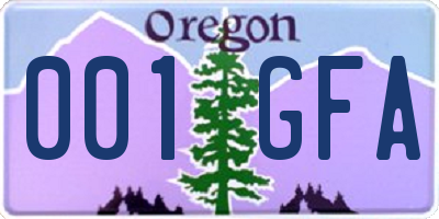 OR license plate 001GFA