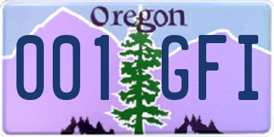 OR license plate 001GFI