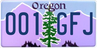 OR license plate 001GFJ