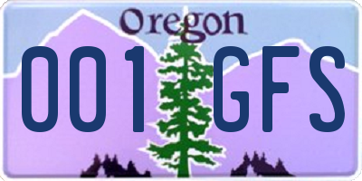 OR license plate 001GFS