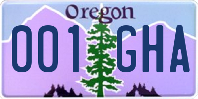 OR license plate 001GHA
