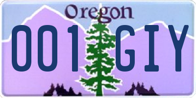 OR license plate 001GIY