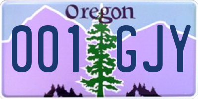 OR license plate 001GJY