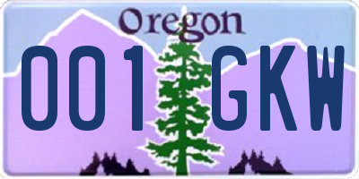 OR license plate 001GKW