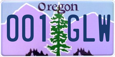 OR license plate 001GLW
