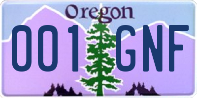 OR license plate 001GNF