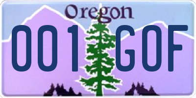 OR license plate 001GOF