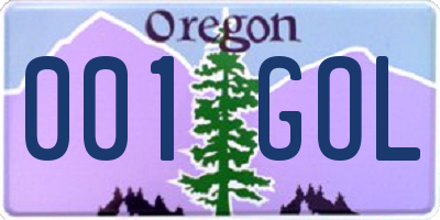 OR license plate 001GOL