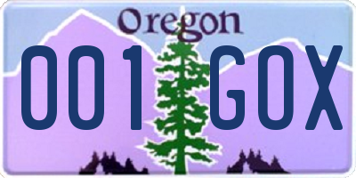 OR license plate 001GOX