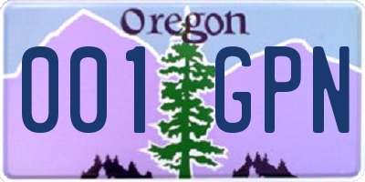 OR license plate 001GPN