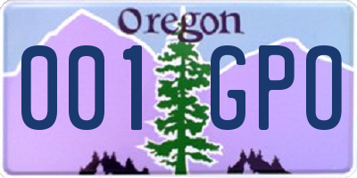 OR license plate 001GPO