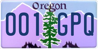 OR license plate 001GPQ