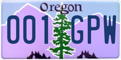 OR license plate 001GPW