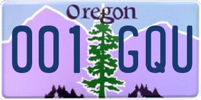 OR license plate 001GQU