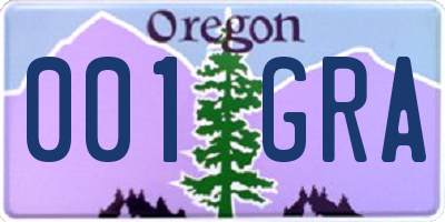 OR license plate 001GRA