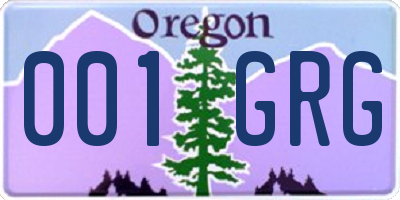 OR license plate 001GRG