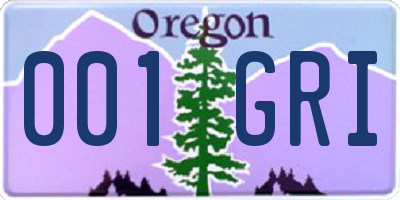 OR license plate 001GRI