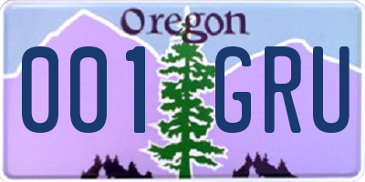 OR license plate 001GRU