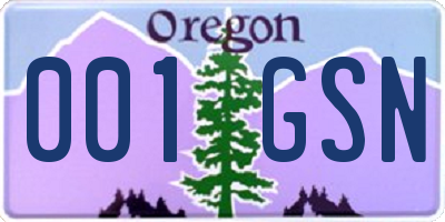 OR license plate 001GSN