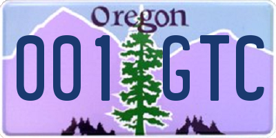 OR license plate 001GTC