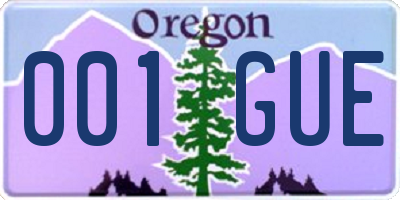 OR license plate 001GUE