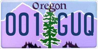 OR license plate 001GUQ