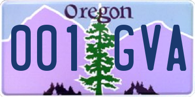 OR license plate 001GVA