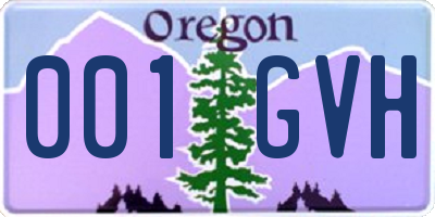 OR license plate 001GVH
