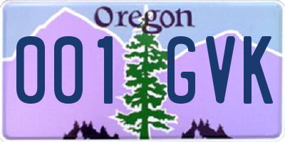 OR license plate 001GVK