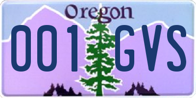 OR license plate 001GVS