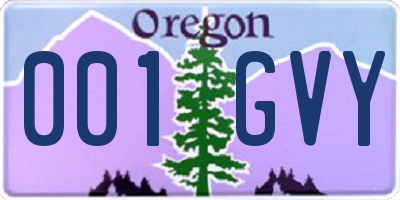 OR license plate 001GVY
