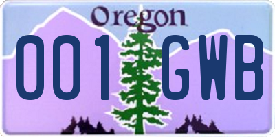 OR license plate 001GWB
