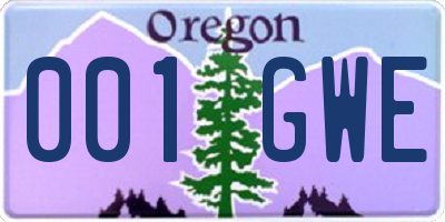 OR license plate 001GWE