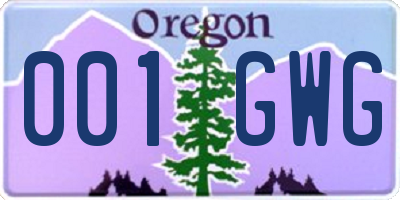 OR license plate 001GWG