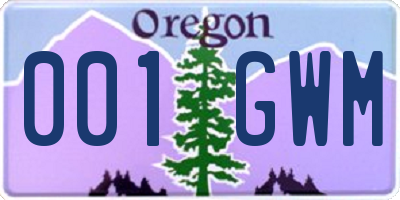 OR license plate 001GWM
