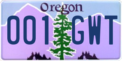 OR license plate 001GWT