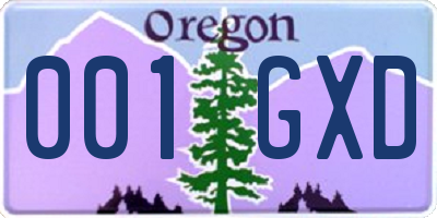 OR license plate 001GXD