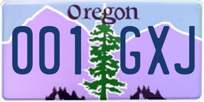 OR license plate 001GXJ